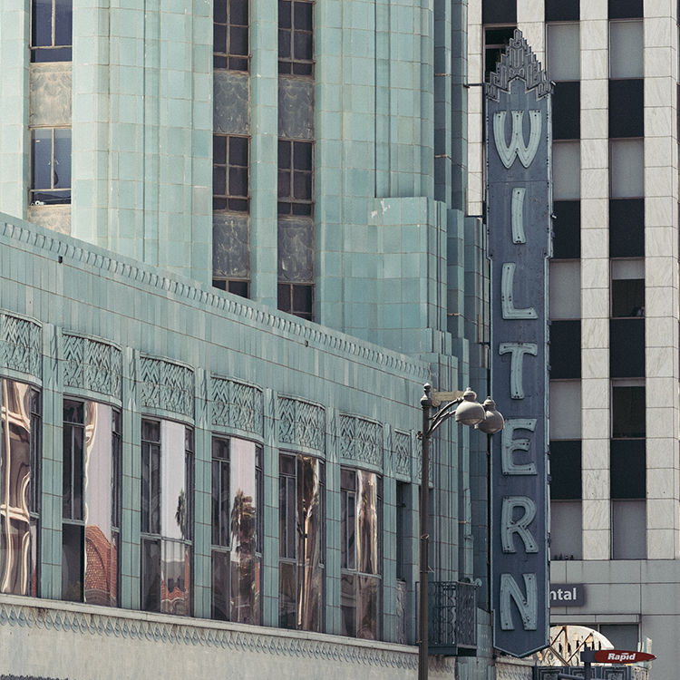 sign board of the wiltern in side of building