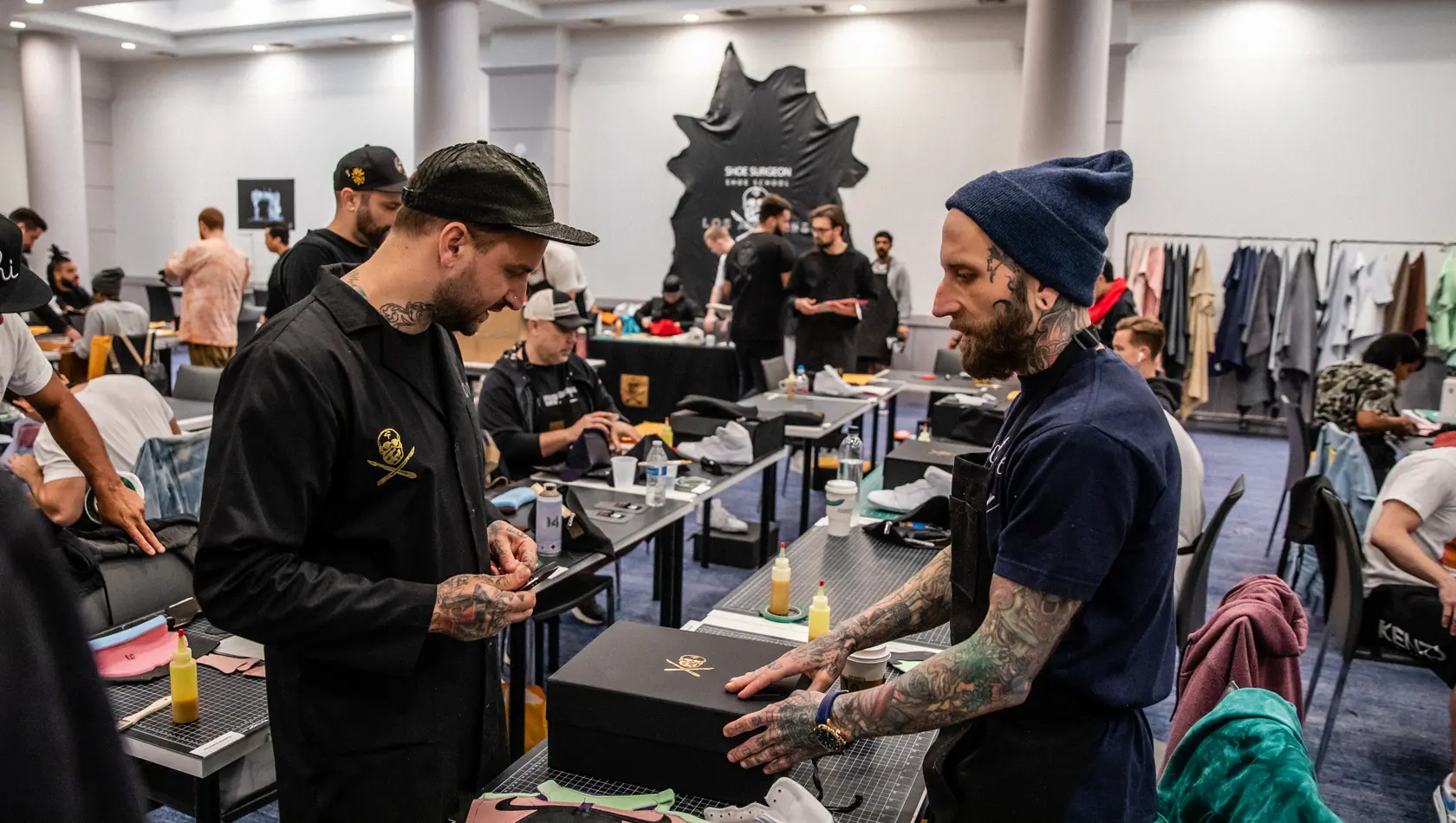 Shoe surgeon shoe school training with students