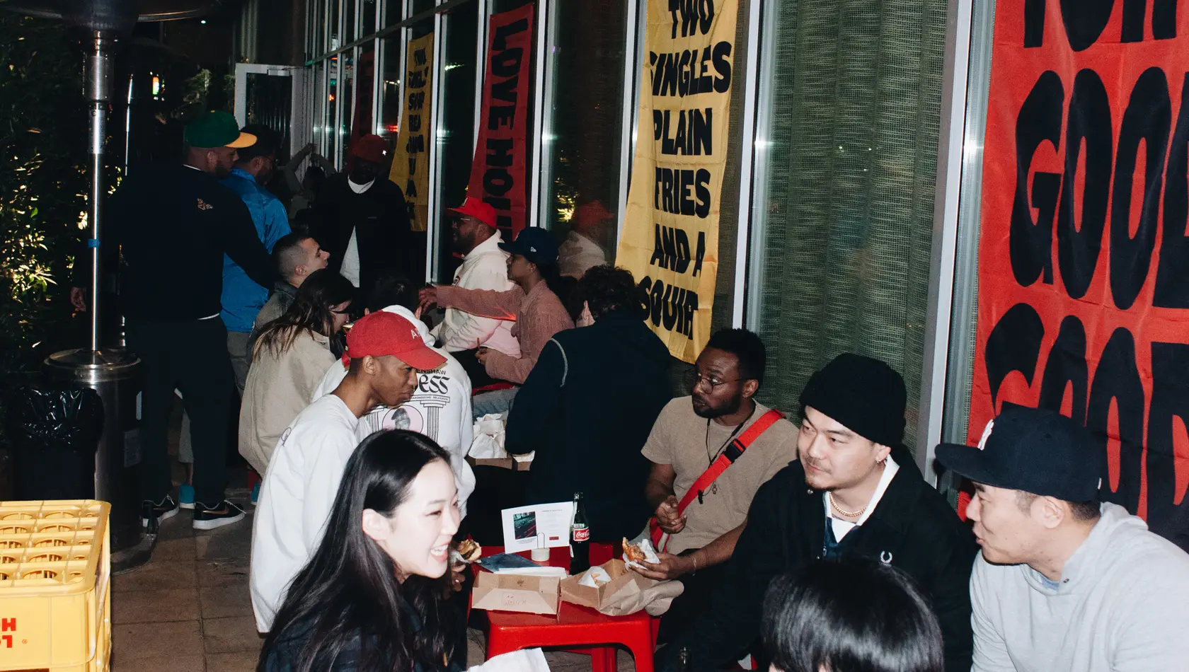 Crowd in love hour fast food corner