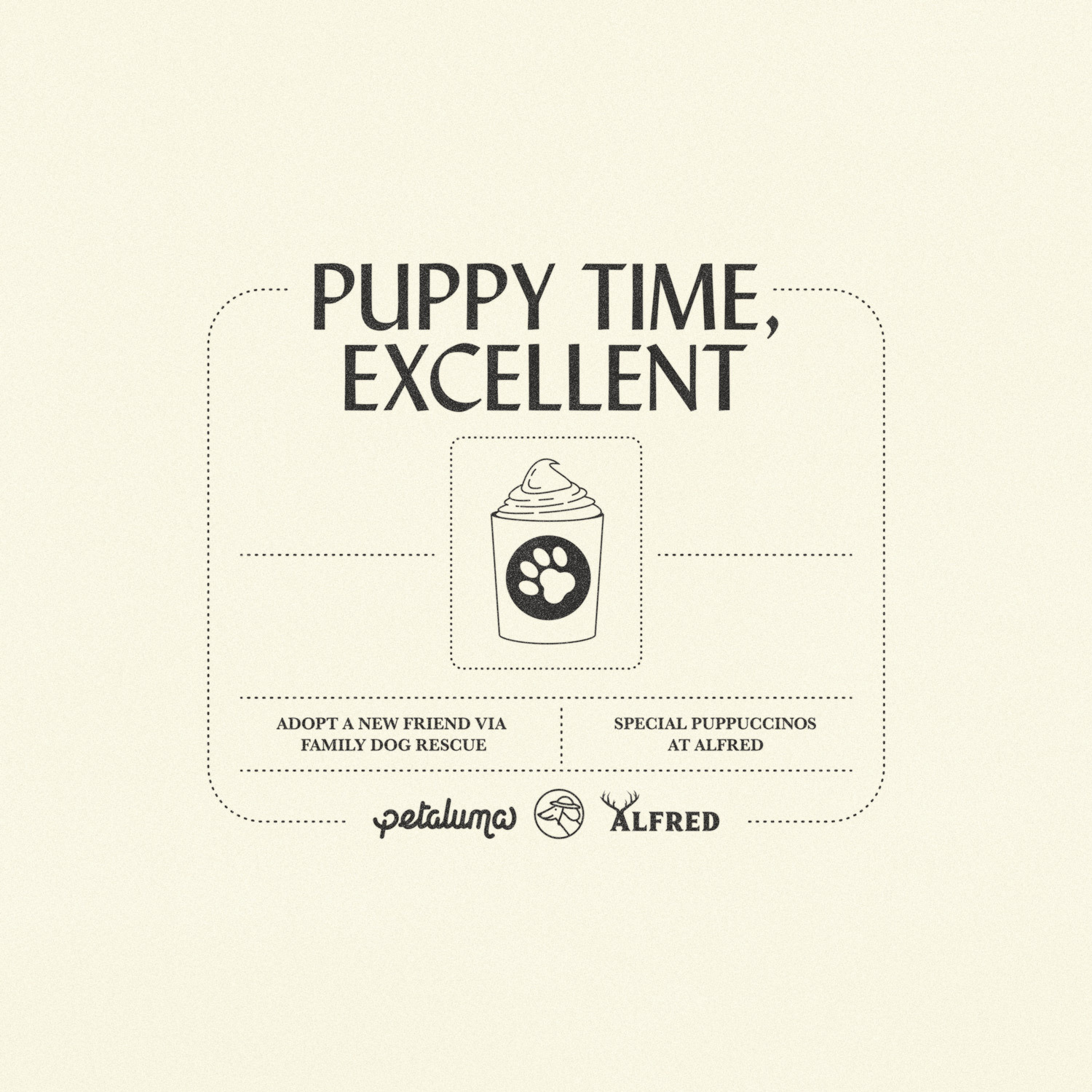 Brochure: 'Puppy Time, Excellent' with engaging text for a delightful canine experience.