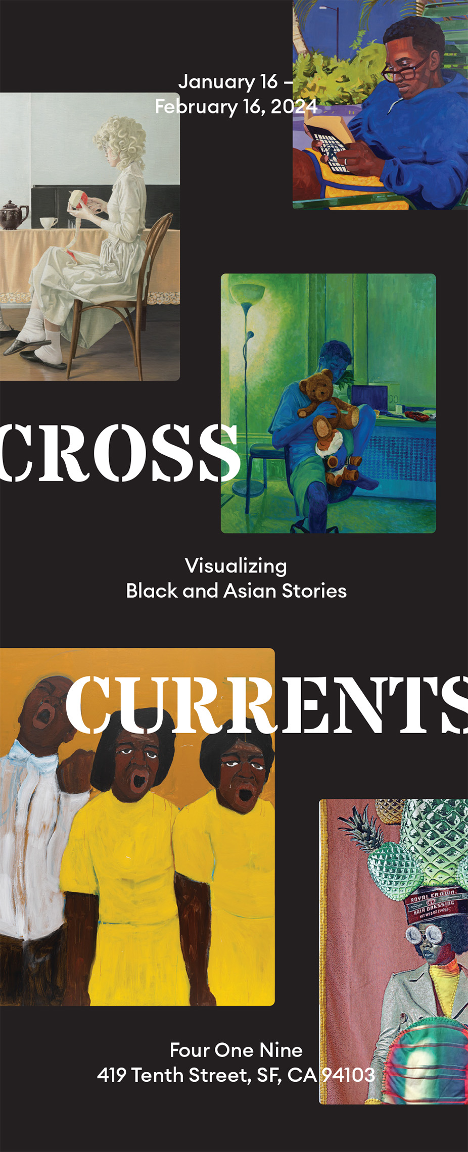 "CROSS CURRENTS" displays text and cartoon photos for an engaging and dynamic presentation.