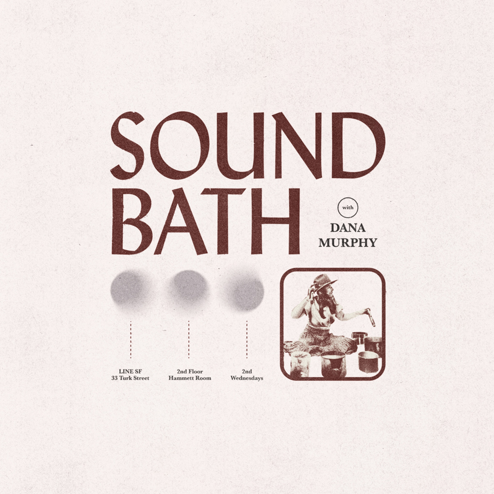 Sound Bath Banner in red letters