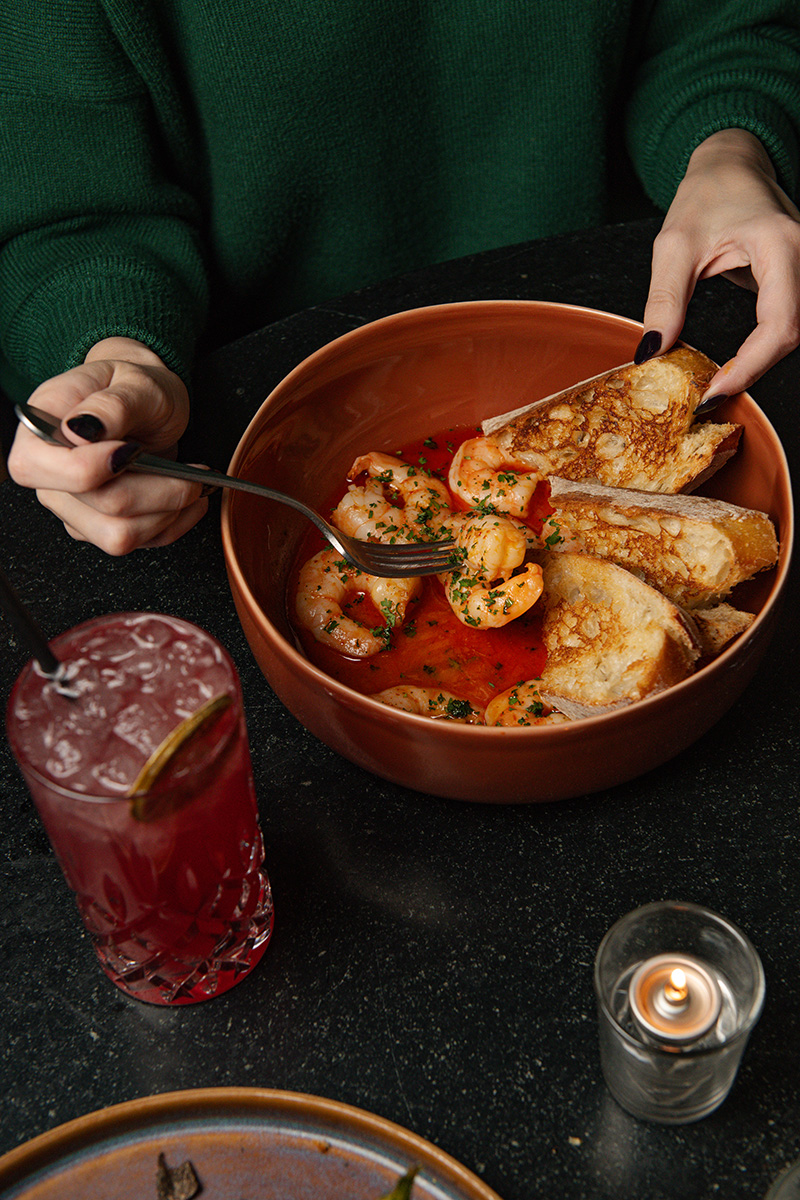 DC Valentine's Dinner - Tiger shrimp scampi kissed with fermented chili crisp and fresh basil