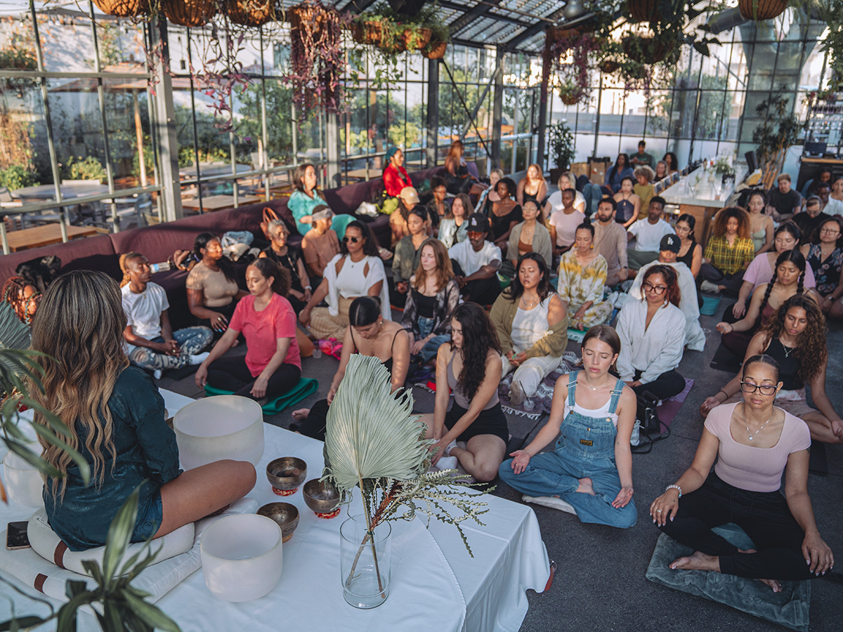 Soundbath with Thalia Ayres Randolph in the greenhouse of Openaire at the LINE LA