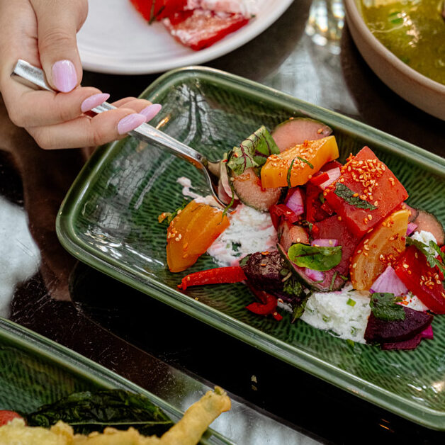 beet salad and hamachi crudo