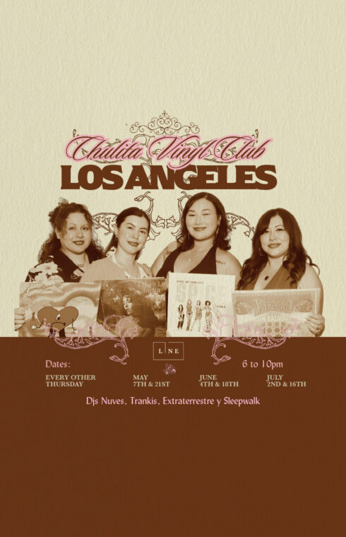 Promotional flyer for Chulita Vinyl Club Los Angeles featuring four women holding records and DJ event dates.