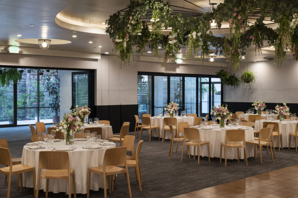 Ballroom with table and chair with decoration