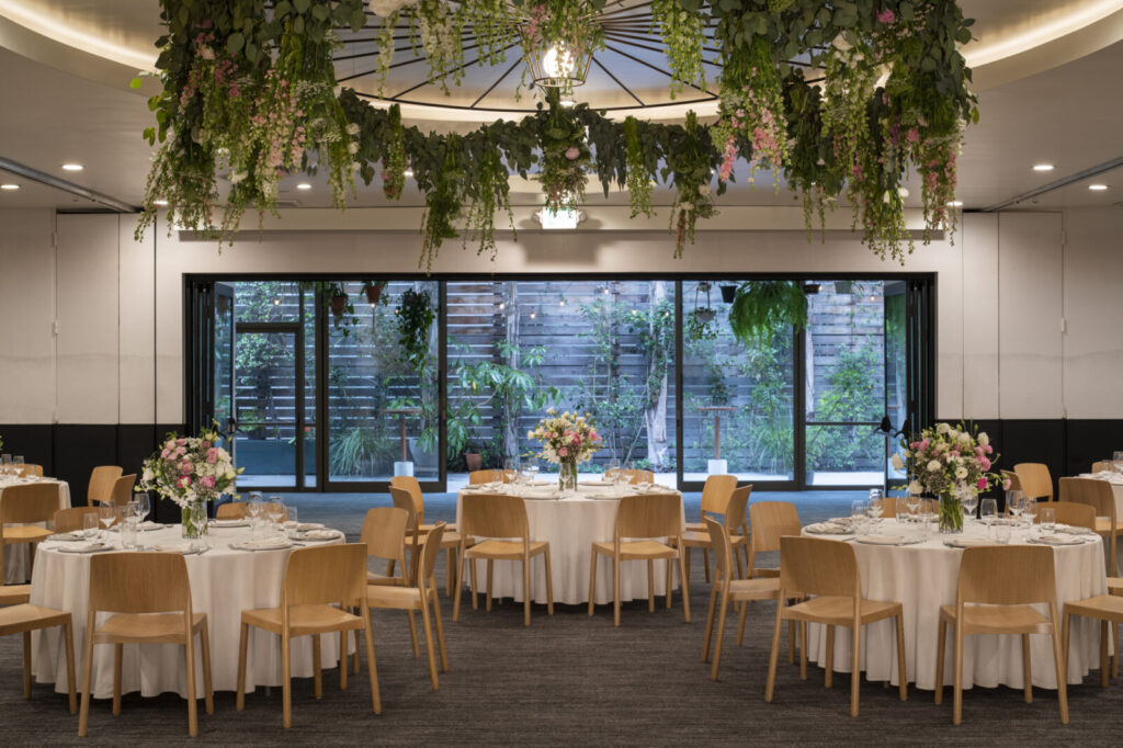 Ballroom with table and chair with decoration