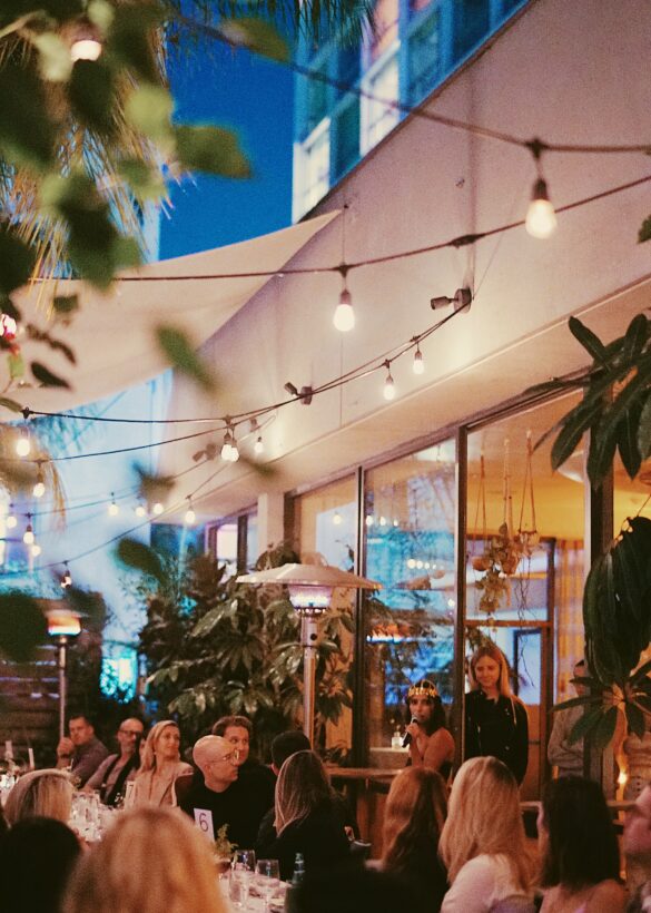 People gathered at wedding dinner party