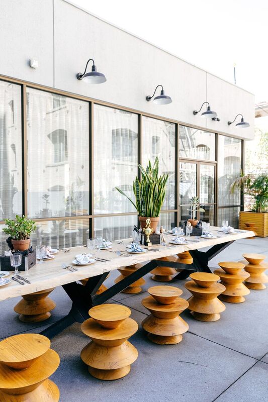 Terrace dining table with plate