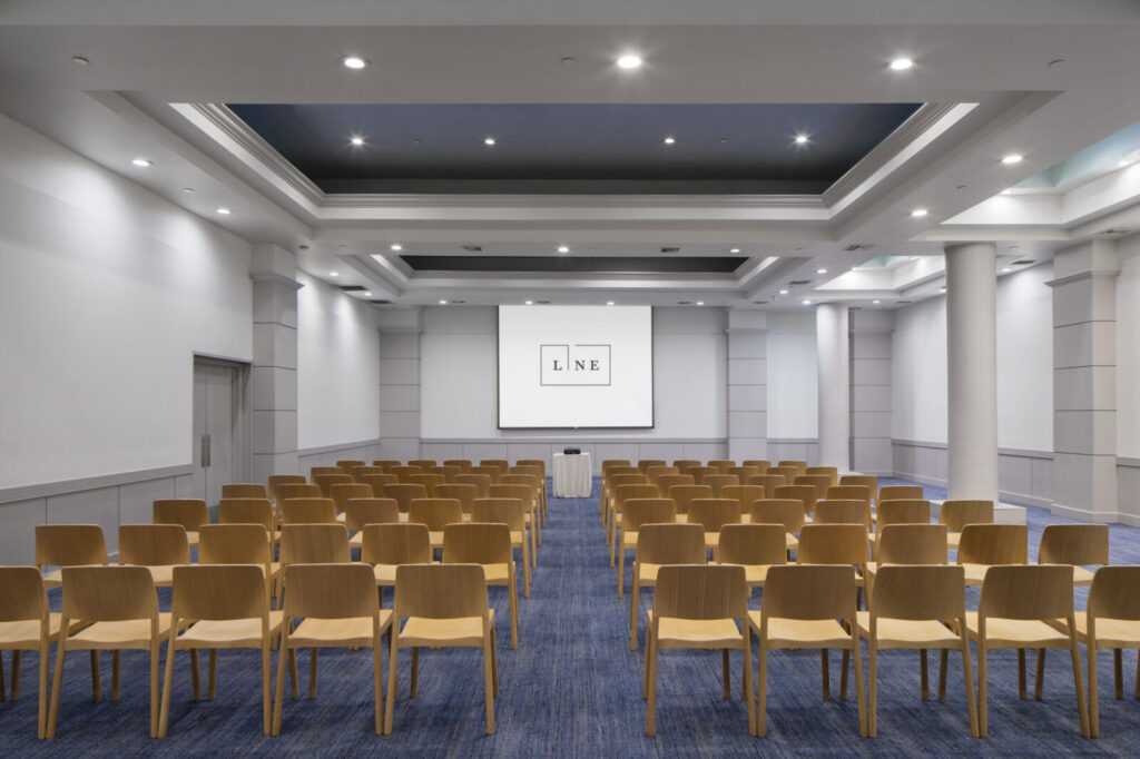 Ballroom theatre with yellow chairs