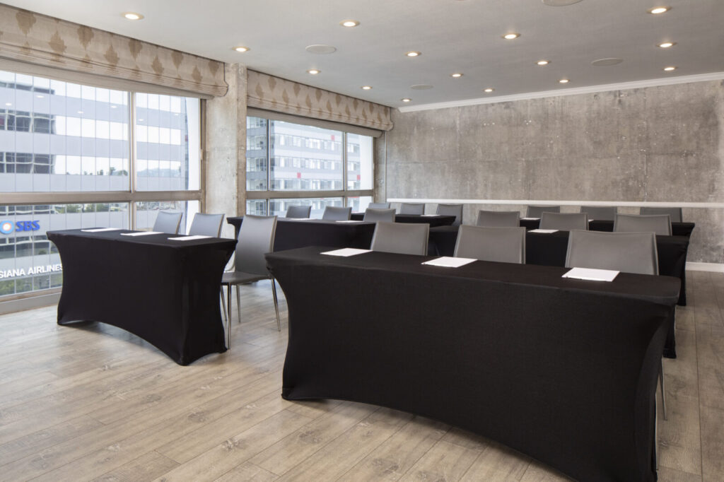 Meeting room with transparent window