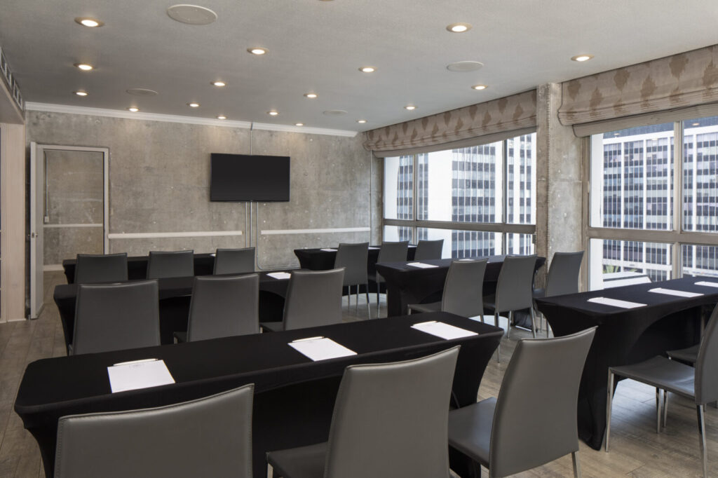 Meeting room with transparent window