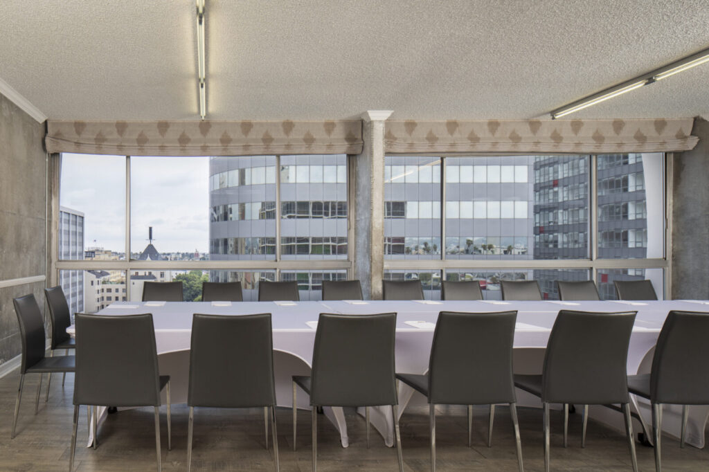 Meeting room with transparent window