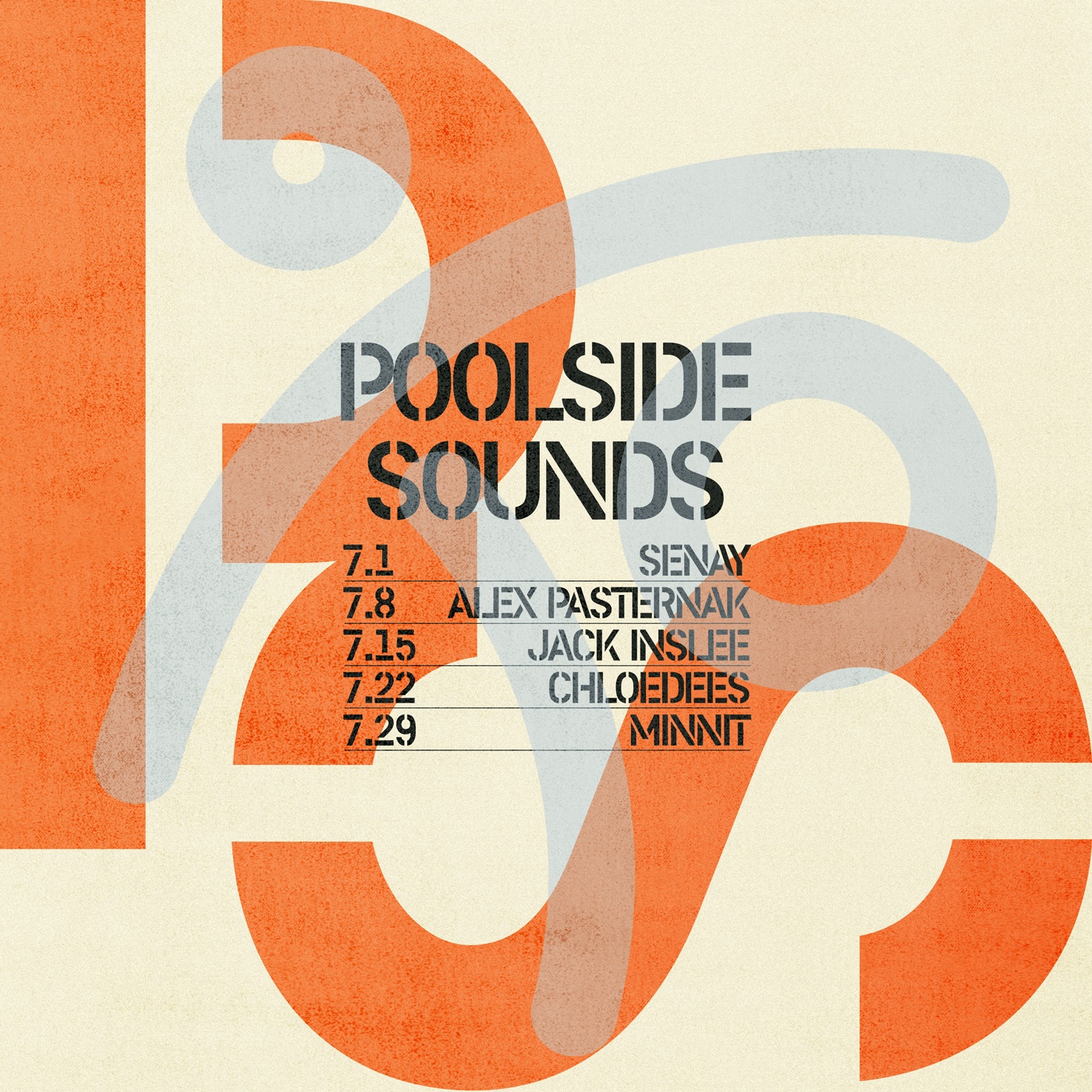 A flyer for July pool parties called Poolside Sounds