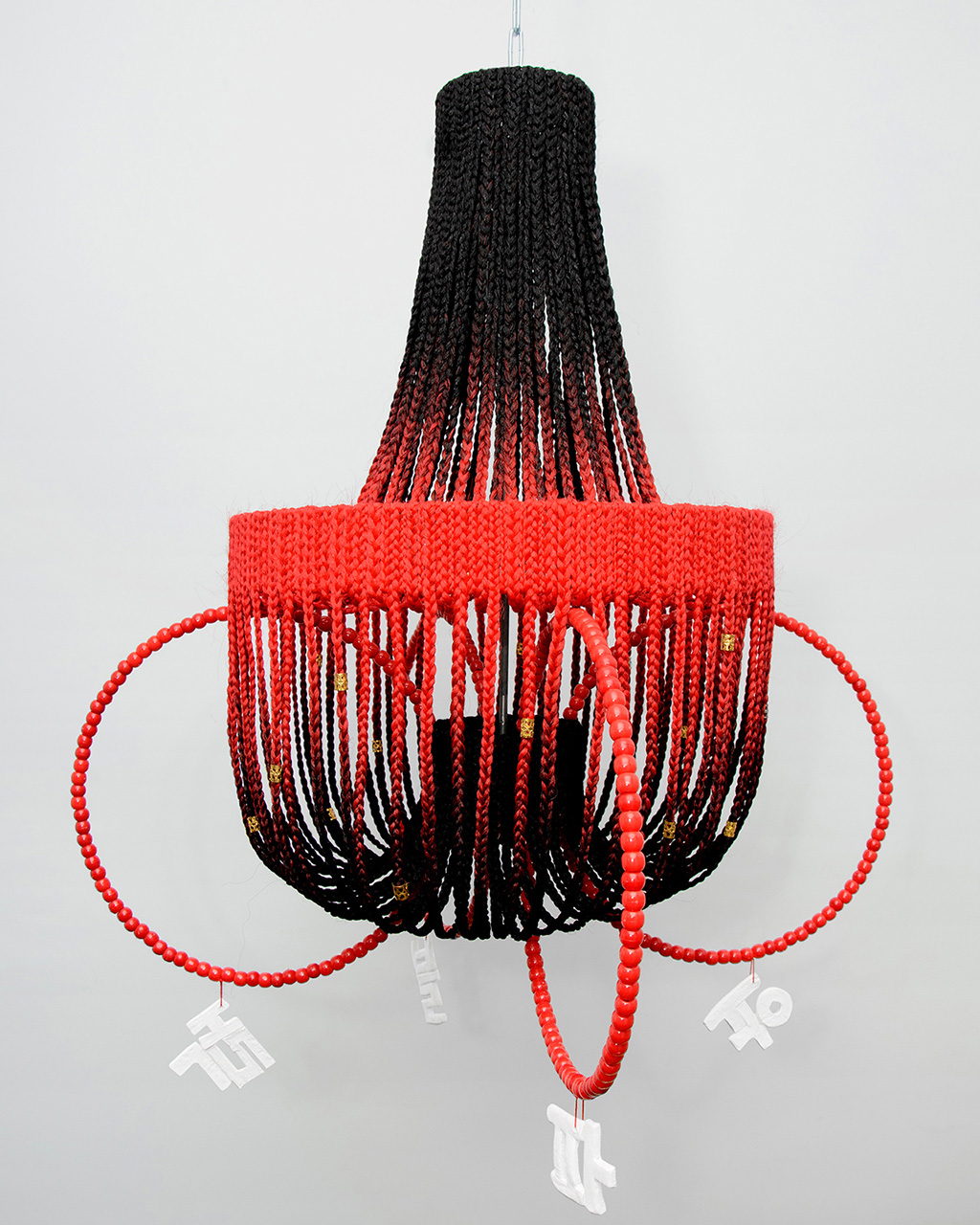a lamp in red and black