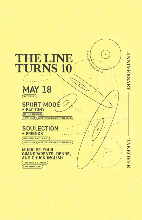 A poster to The LINE Turns 10 on May 18th at the LINE LA.