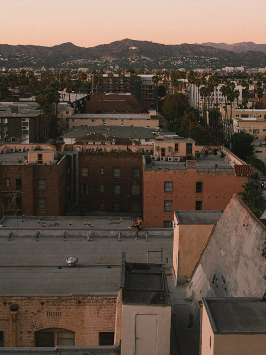 city view from room in twilight