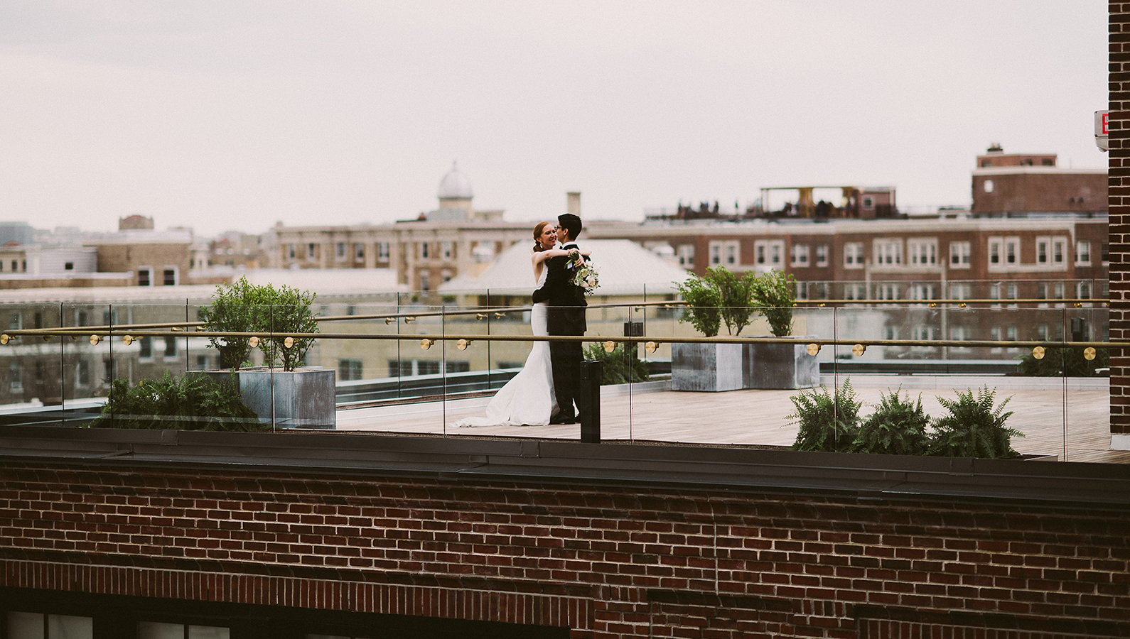 Couple standing on the rooftop