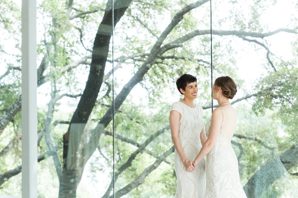 Picture of two woman with trees in background