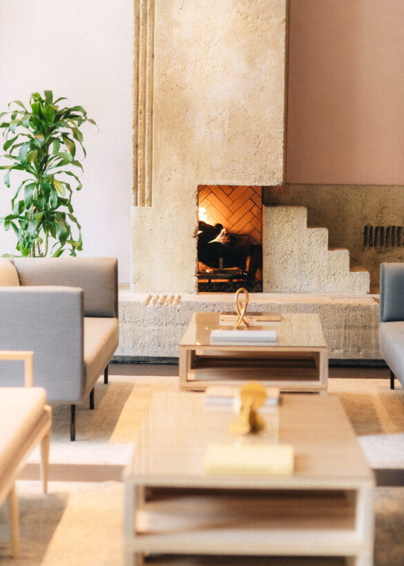 fireplace in lobby