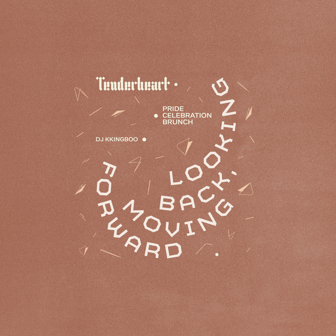 "Tenderheart" accompanied by various white text on the light brown surface.